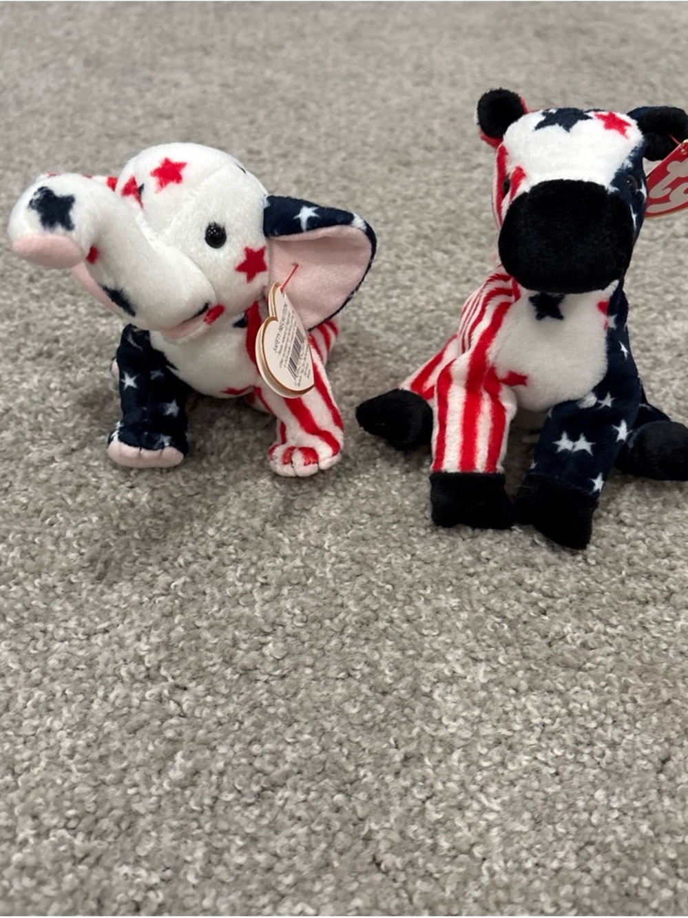 * RARE* Patriotic Star & Stripe Beanie Babies Plush Duo